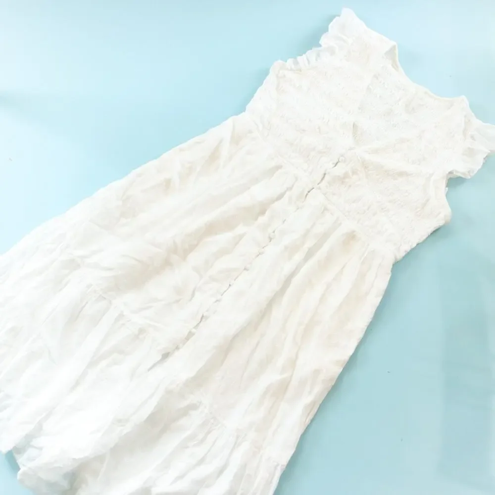 By Anthropologie Peregrine White Eyelet Midi Dress Size XLarge Petite XLP Bride - Picture 2 of 10